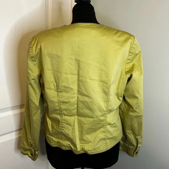 Maggy London Cotton Lined Celery Green Zip Front Pocket Waist Length Coat Sz 12‎ - Picture 3 of 7